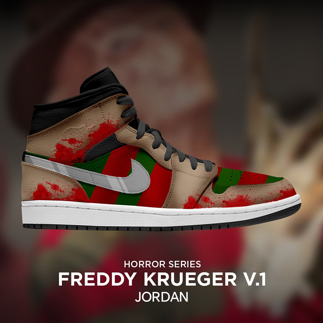 [Custom Freddy Kruege V.1 X Halloween Series] Air Jordan 1 Mid Top Unisex Skateboarding Shoes