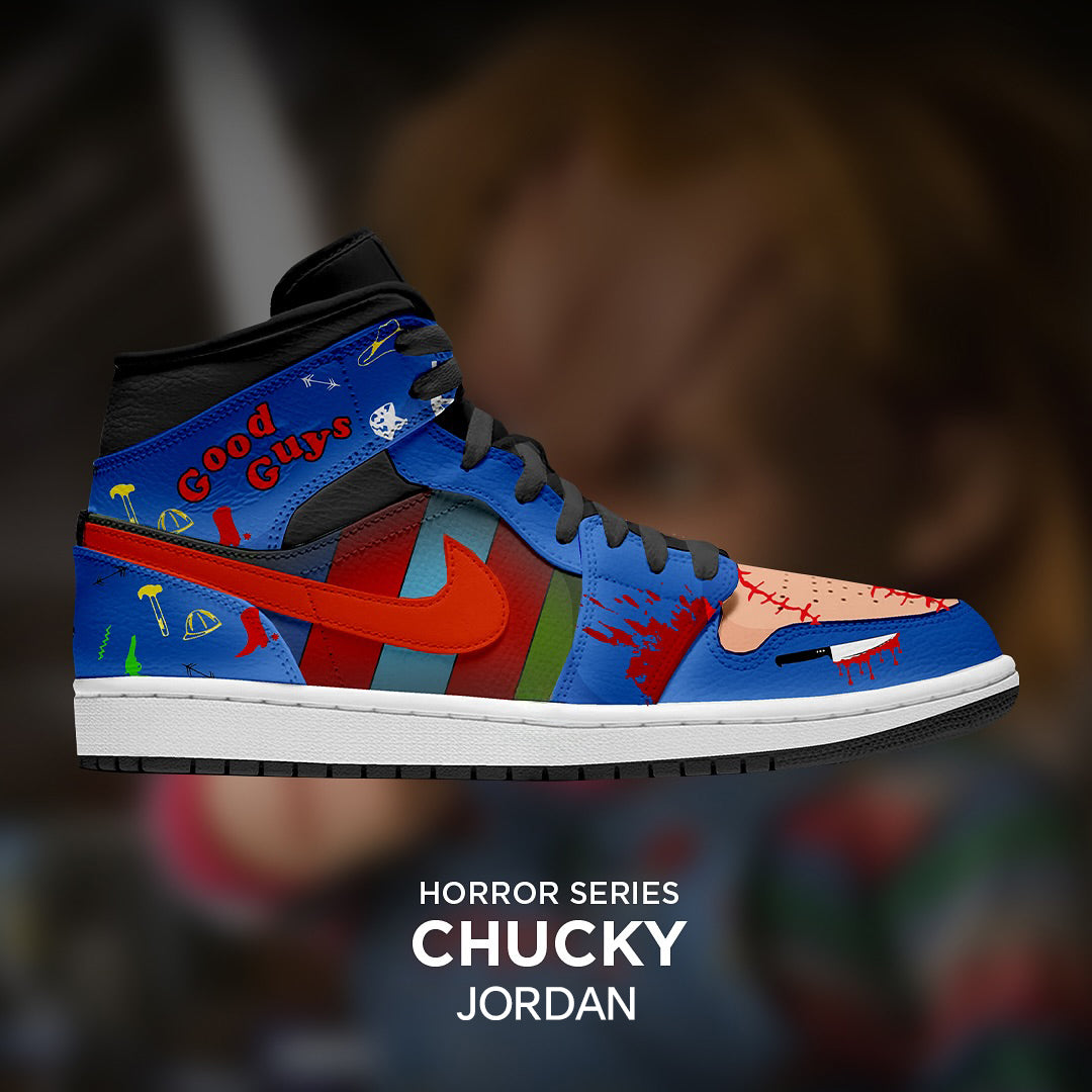 [Custom Chucky X Halloween Series] Air Jordan 1 Mid Top Unisex Skateboarding Shoes