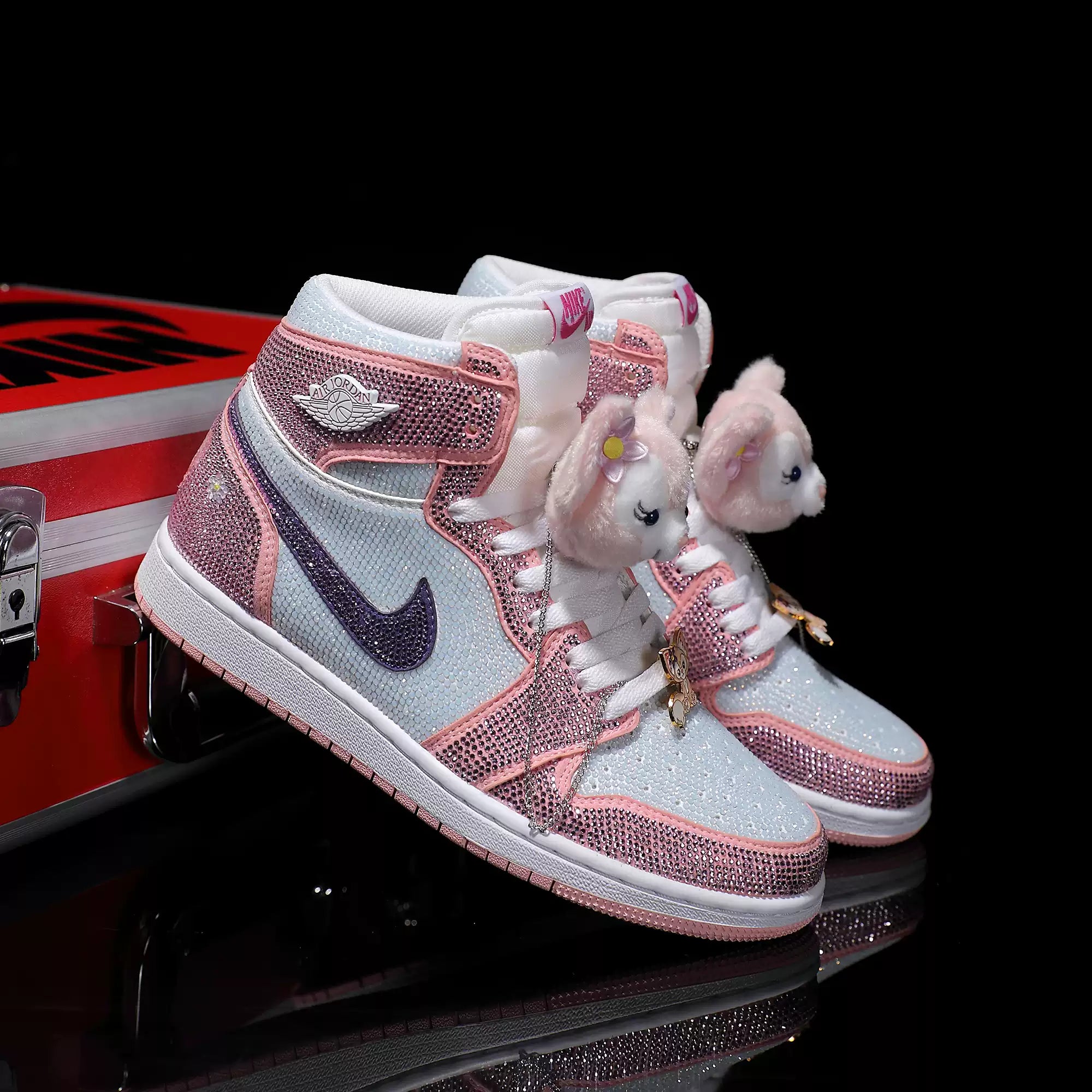 [Custom Belle - Full Diamon] Air Jordan High - Top Skateboarding Shoes Unisex