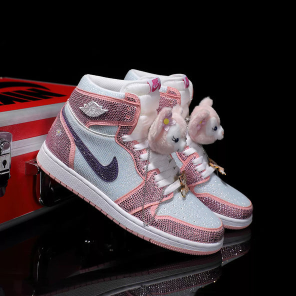 [Custom Belle - Full Diamon] Air Jordan High - Top Skateboarding Shoes Unisex