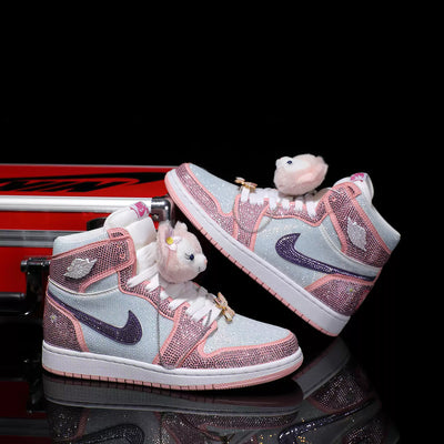 [Custom Belle - Full Diamon] Air Jordan High - Top Skateboarding Shoes Unisex