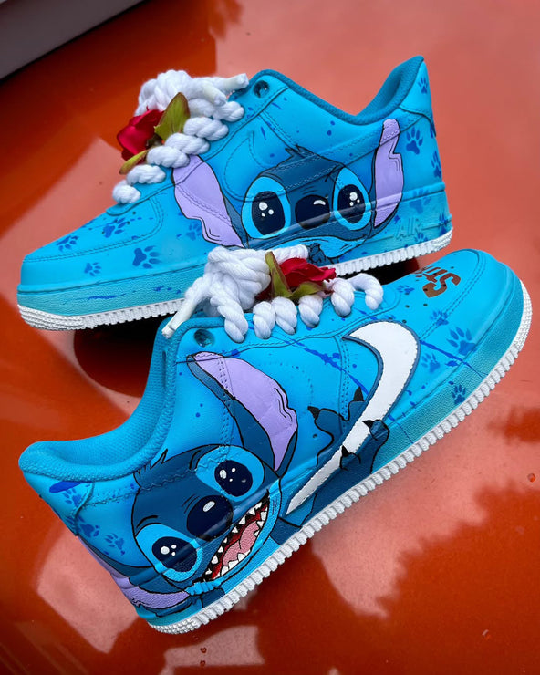 [Customized Stitch] Air Force 1 Low-top Shoes Hand-drawn Unisex Blue