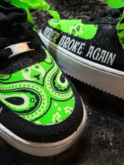 [Custom YB MASA] Air Force 1 Low - Top Unisex Skateboarding Shoes Black/Green