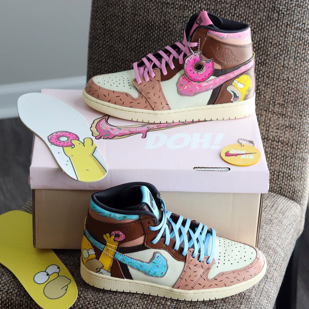 [Custom Simpson: Ice Cream] Air Jordan 1 High Top Unisex Skateboarding Shoes