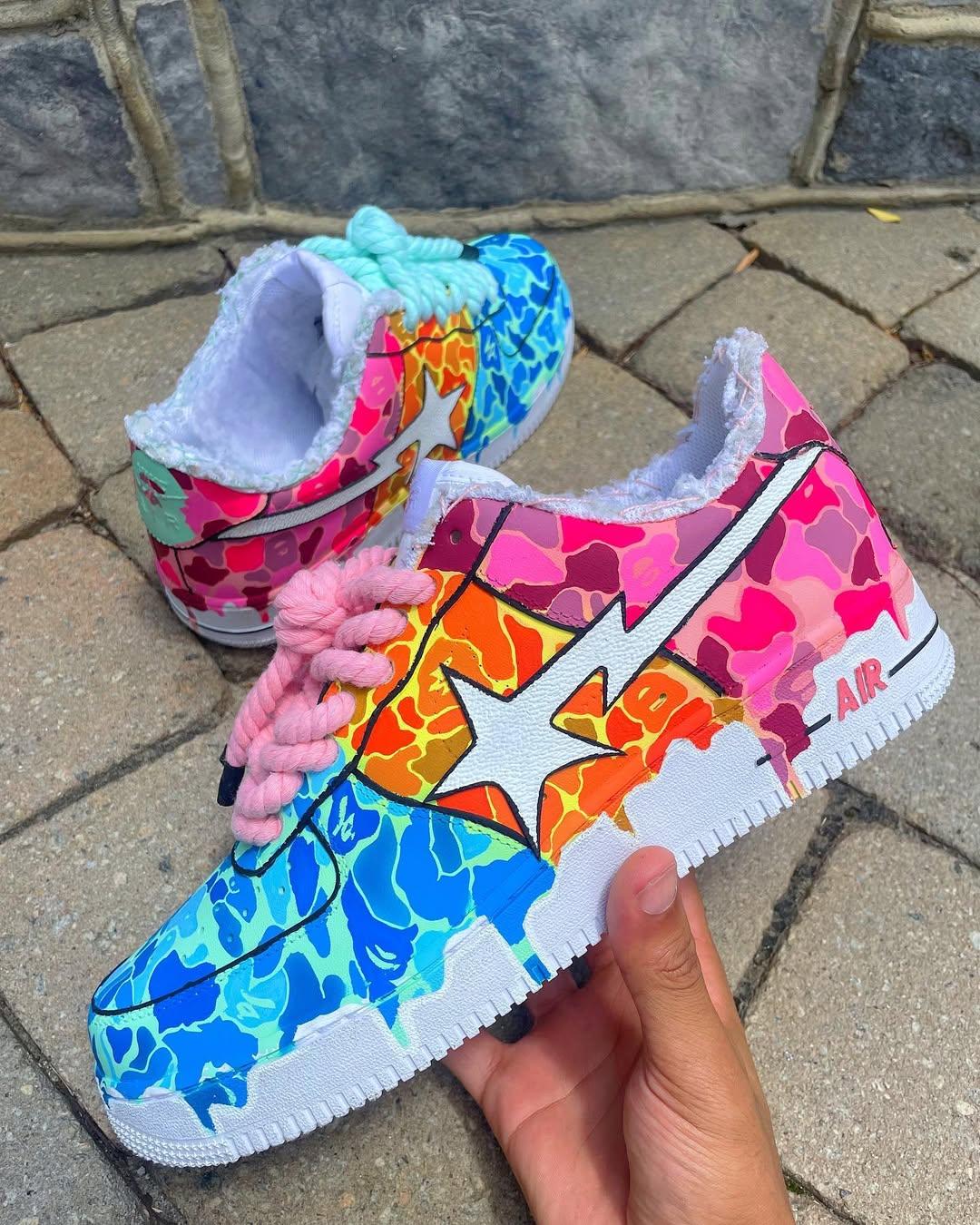 [Customized Lightning Star] Air Force 1 Shoes Unisex Hand Painted Colorful Graffiti