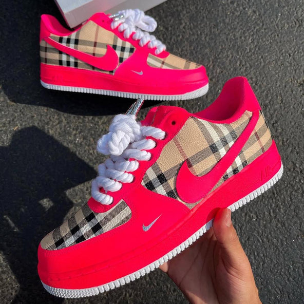 [Customized Tahitian] Air Force 1 Shoes Unisex Hand Painted Pink/White/Red/Blue