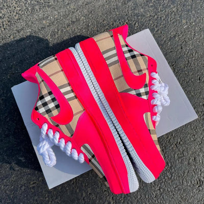 [Customized Tahitian] Air Force 1 Shoes Unisex Hand Painted Pink/White/Red/Blue