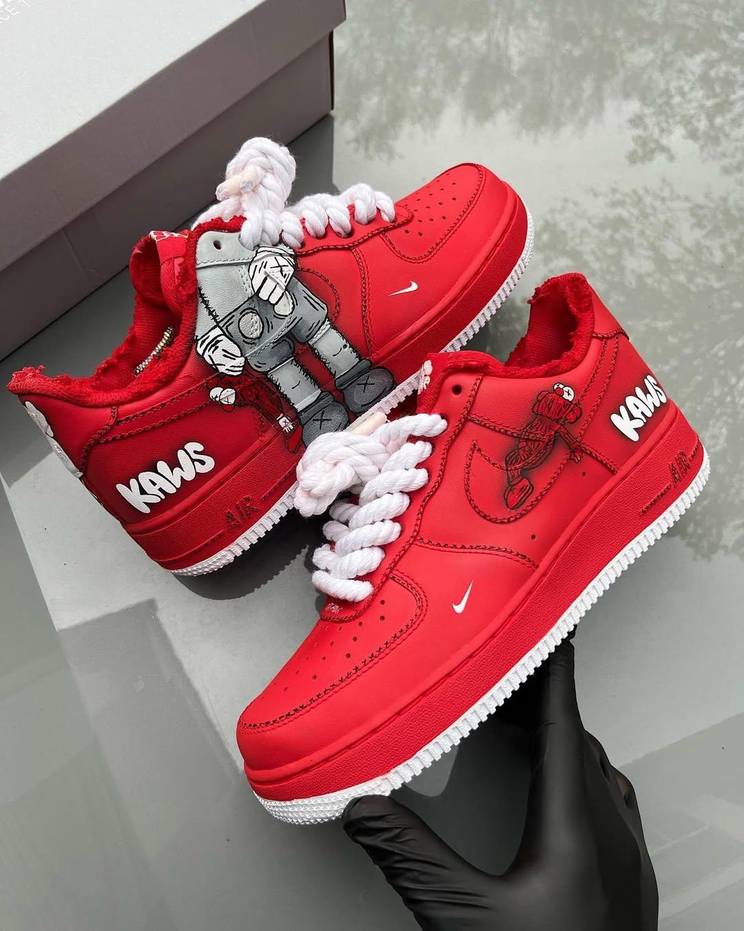 [Customized AF1×KAWS] Air Force 1 Graffiti Distressed Shoes Unisex Cyan/Red/Purple/Pink/Green