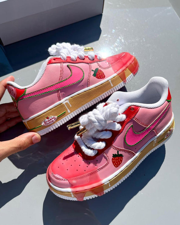 [Customized Strawberry Shortcake] Air Force 1 Shoes Unisex Hand Painted Pink