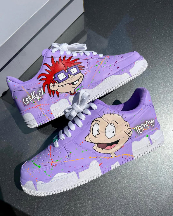 [Customized Rugrats - Chucky & Tommy] Air Force 1 Shoes Unisex Hand Painted Purple