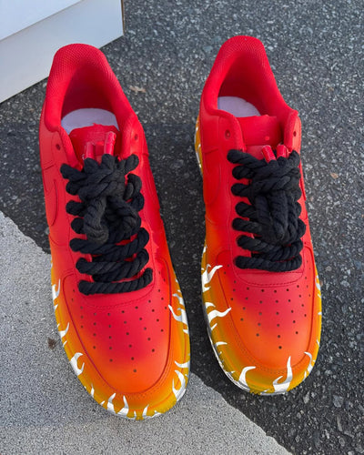 [Customized Flaming] Air Force 1 Shoes Unisex Hand Painted Red