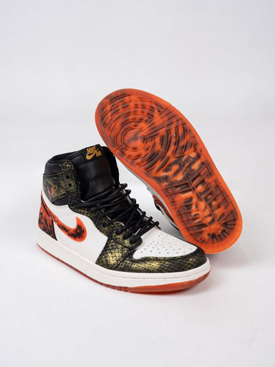 [Custom Blazing Flame  Golden Dragon] Air Jordan High - Top Skateboarding Shoes Unisex