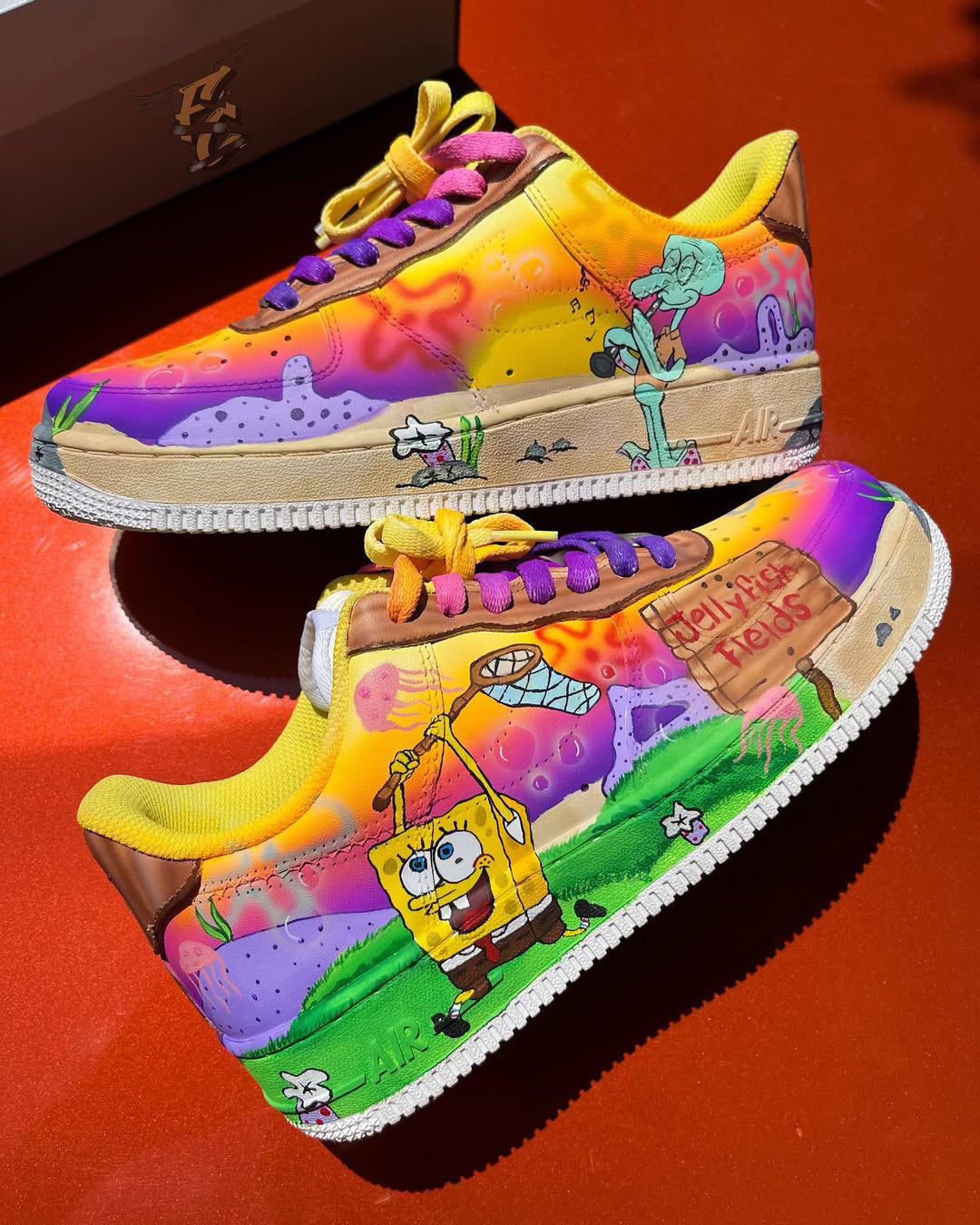[Customized SpongeBob SquarePants - Sunset] Air Force 1 Low-top Shoes Hand-drawn Unisex