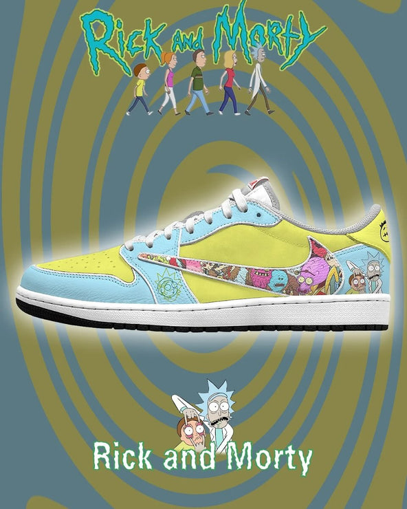 [Custom Rick and Morty] Air Jordan Low - Top Skateboarding Shoes Unisex Blue/Green