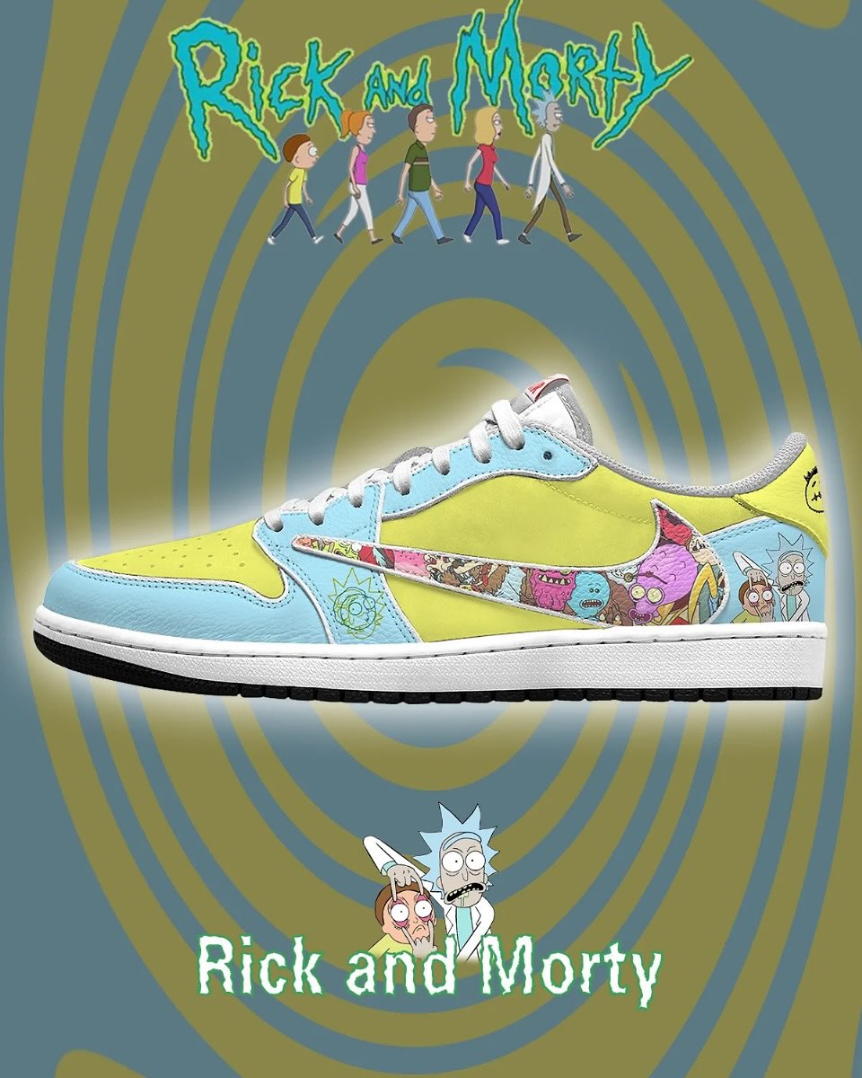 [Custom Rick and Morty] Air Jordan Low - Top Skateboarding Shoes Unisex Blue/Green
