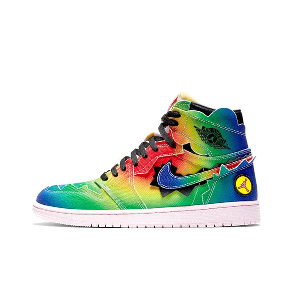 [Custom Rainbow Tie-dye] Air Jordan 1 og High Top Unisex Skateboarding Shoes