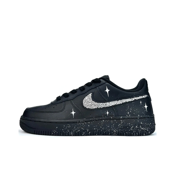 [Customized Star Diamond Nocturne] Air Force 1 Low-top Shoes Unisex Black Diamond Decoration