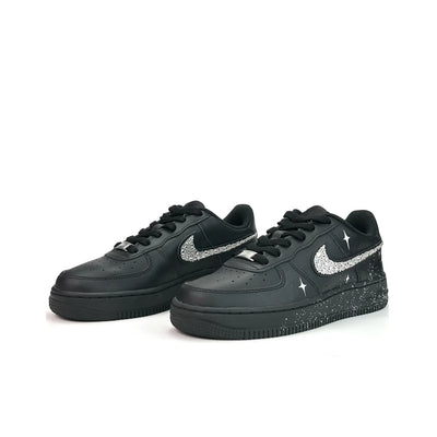 [Customized Star Diamond Nocturne] Air Force 1 Low-top Shoes Unisex Black Diamond Decoration