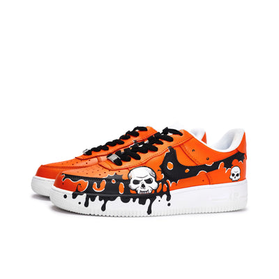 [Customized Hand-painted Graveyard Shadows] Air Force 1 Low-top Shoes Unisex Halloween Series Orange