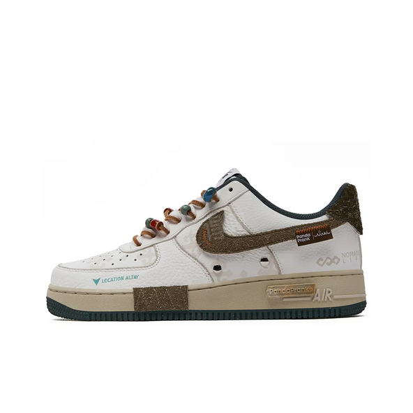 [Customized CloudStride] Air Force 1 Shoes Unisex White/Brown/Green