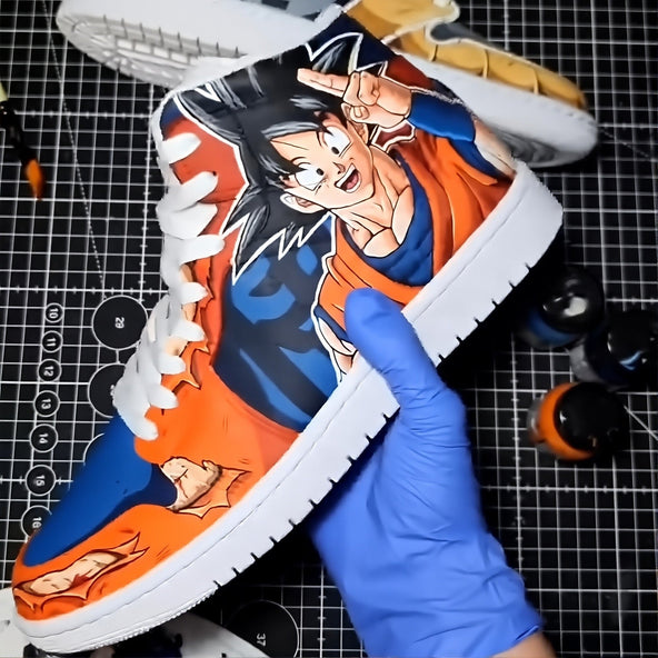 [Custom The Strongest form of Saiyan] Air Jordan 1 Mid Skateboarding Shoes Unisex