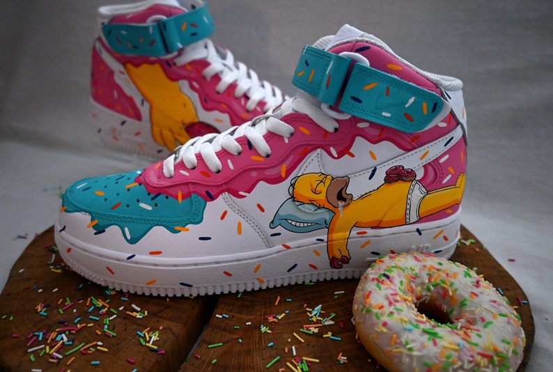 [Customized The Simpsons] Air force 1 mid Shoes Unisex Hand Painted