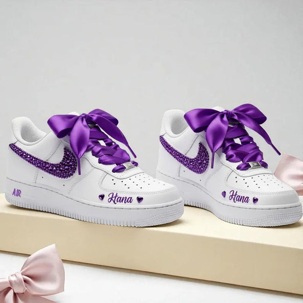 [Customized Name & Ribbon Lace] Air Force 1 Low-top Shoes Unisex Hand-Painted Sneakers