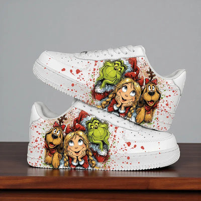 [Customized The Grinch] Air Force 1 Low-top Shoes Unisex Hand-Painted Sneakers