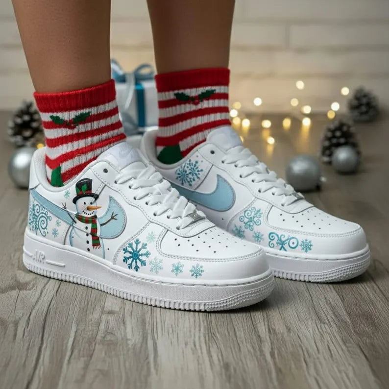 [Customized Snowman] Air Force 1 Low-top Shoes Unisex Hand-Painted Sneakers