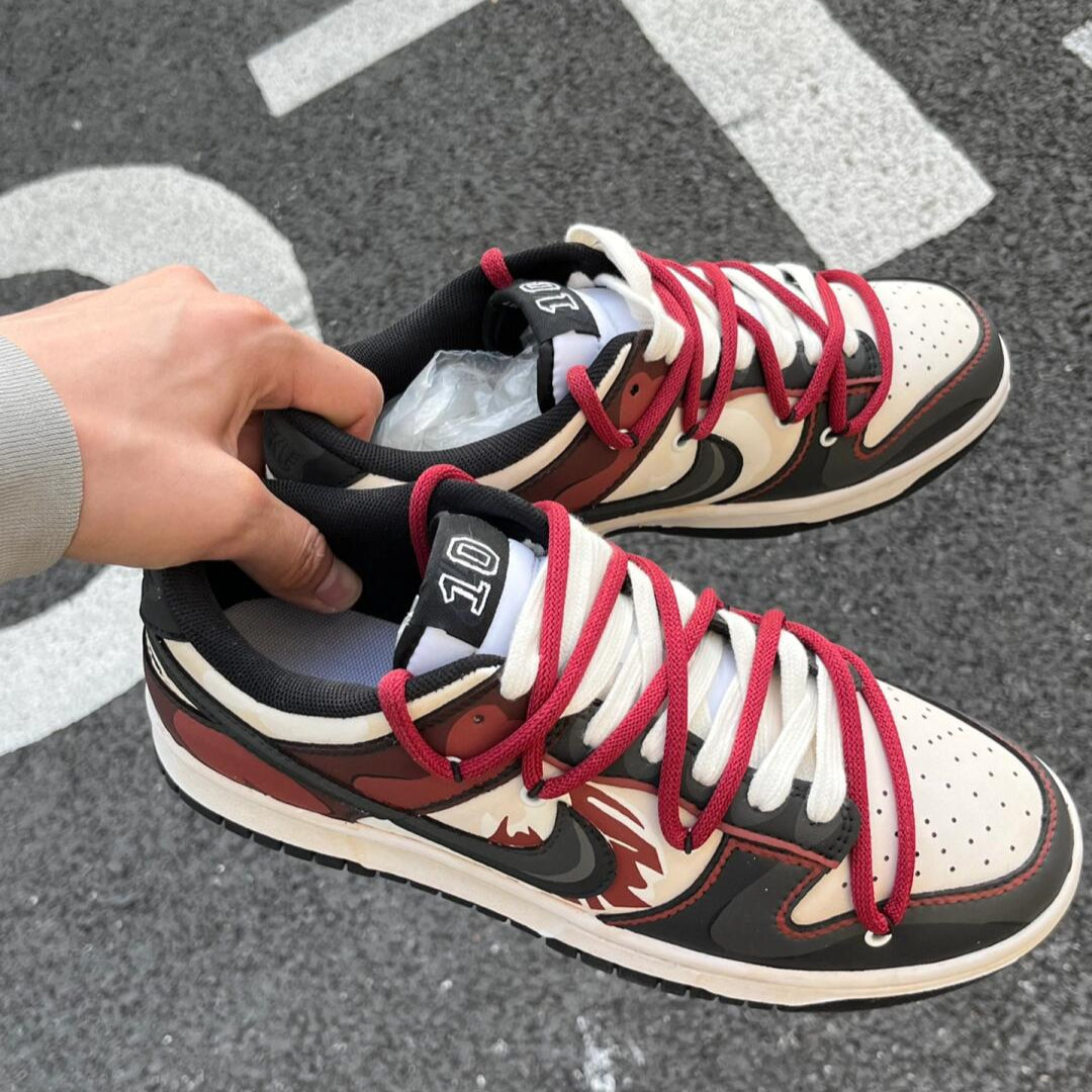 [Custom SHOHOKUS]  Dunk Skateboarding Shoes Women's Low-top Black/Red