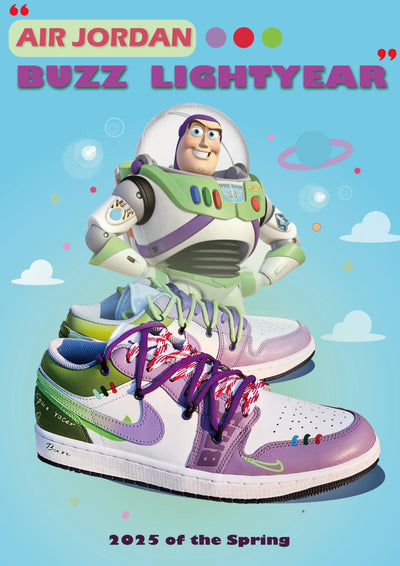 [Custom Toy Story Buzz Lightyear Coloration] Air Jordan 1 Unisex Skateboard Shoes