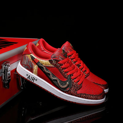 [Custom Embroidery - Full Diamond Swoosh] Air Jordan Low - Top Skateboarding Shoes Unisex