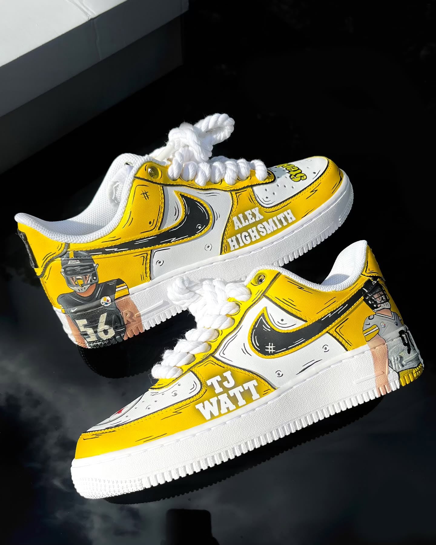 [Customized Football Season Limited Hand-drawn Edition - Steelers 1s ] Air Force 1 Low-top Shoes Unisex Yellow