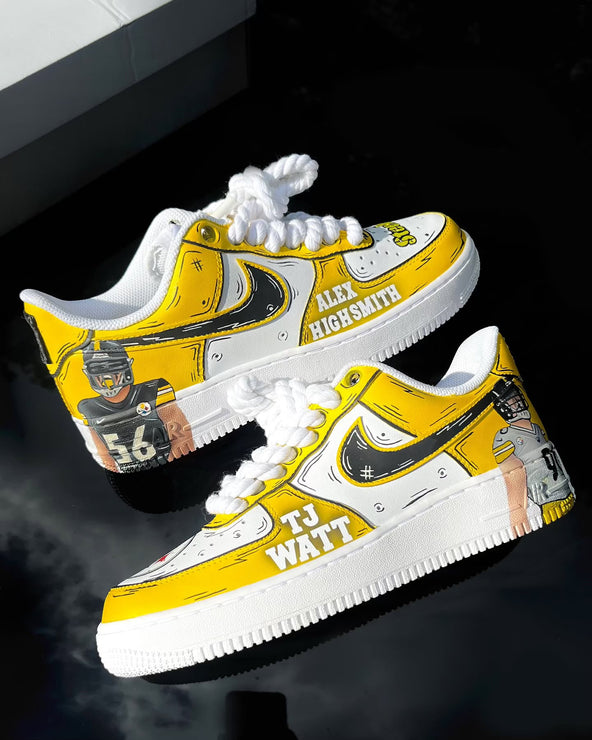[Customized Football Season Limited Hand-drawn Edition - Steelers 1s ] Air Force 1 Low-top Shoes Unisex Yellow