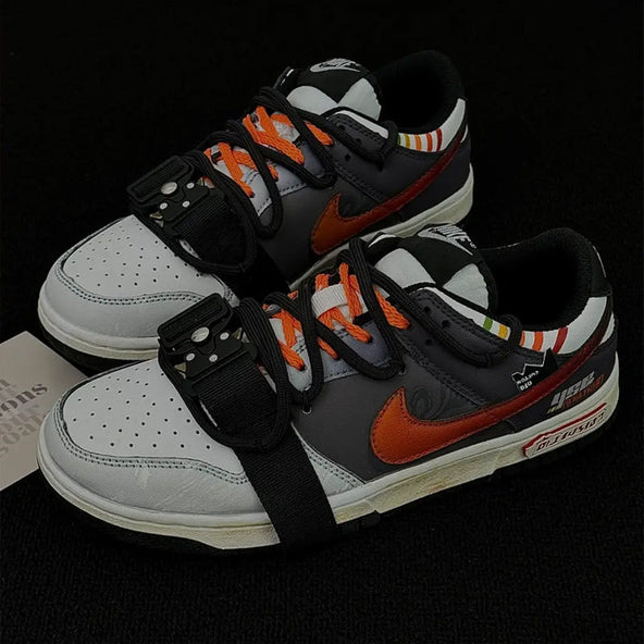 [Custom A Journey of Survival]  Dunk Skateboarding Shoes Unisex Low-top Black/Gray/Orange