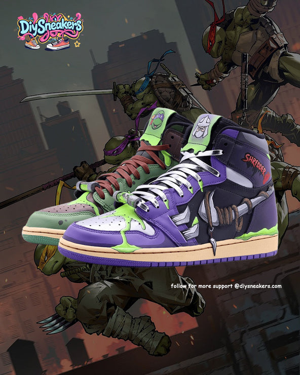 [Custom TMNT x Super Shredder] Air Jordan 1 High Top Unisex Skateboarding Shoes