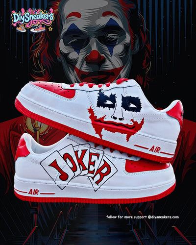 [Customized Joker Hand-painted] Air Force 1 Low-top Shoes Unisex White/Red