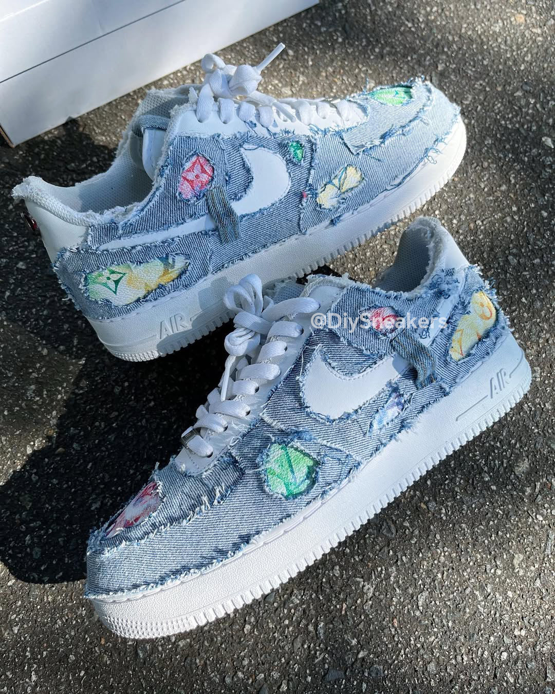 [Customized Denim Style x Hand-drawn - Deconstructed Denim ] Air Force 1 Low-top Unisex