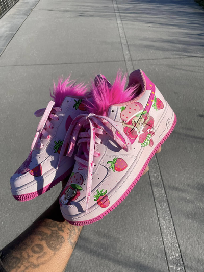 [Customized Strawberry Shortcake] Air Force 1 Shoes Unisex Hand Painted Pink