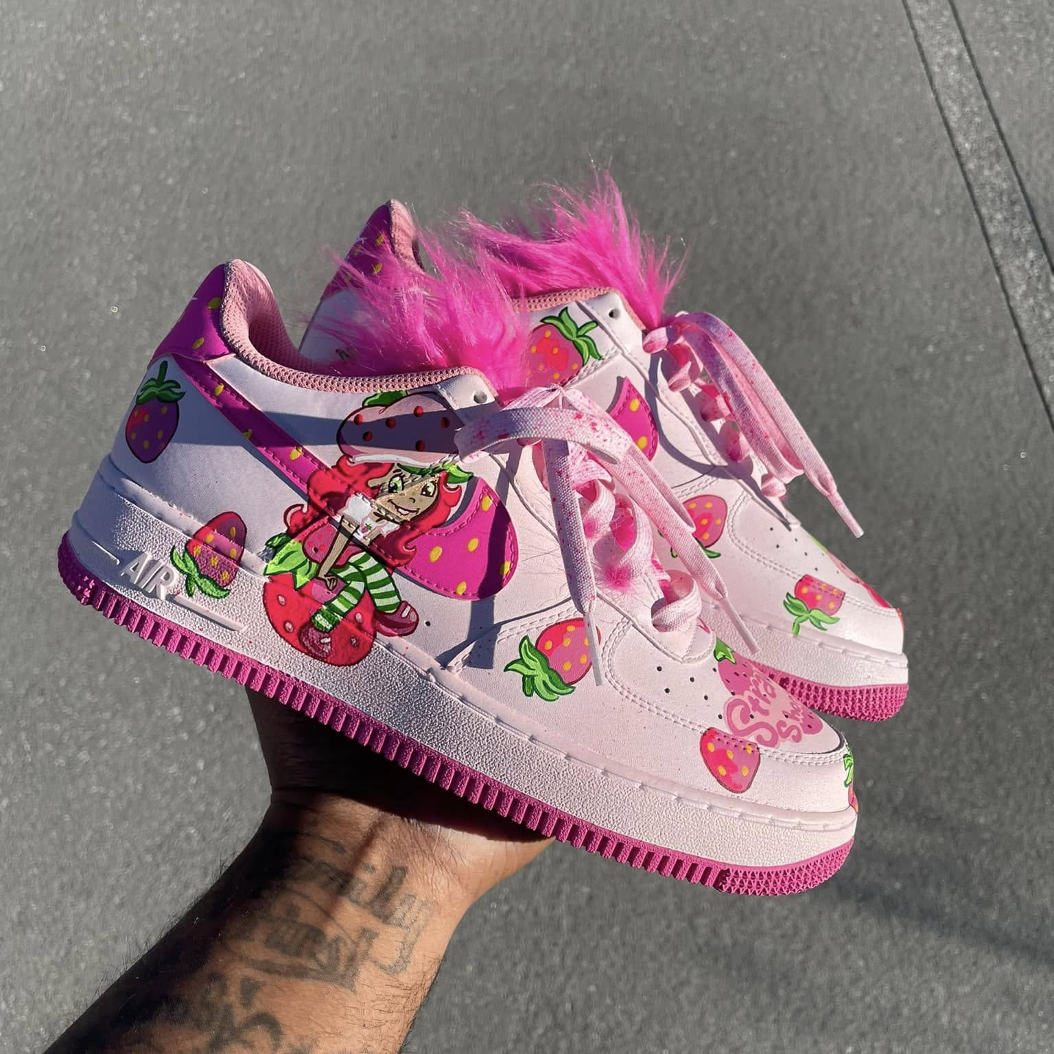 [Customized Strawberry Shortcake] Air Force 1 Shoes Unisex Hand Painted Pink