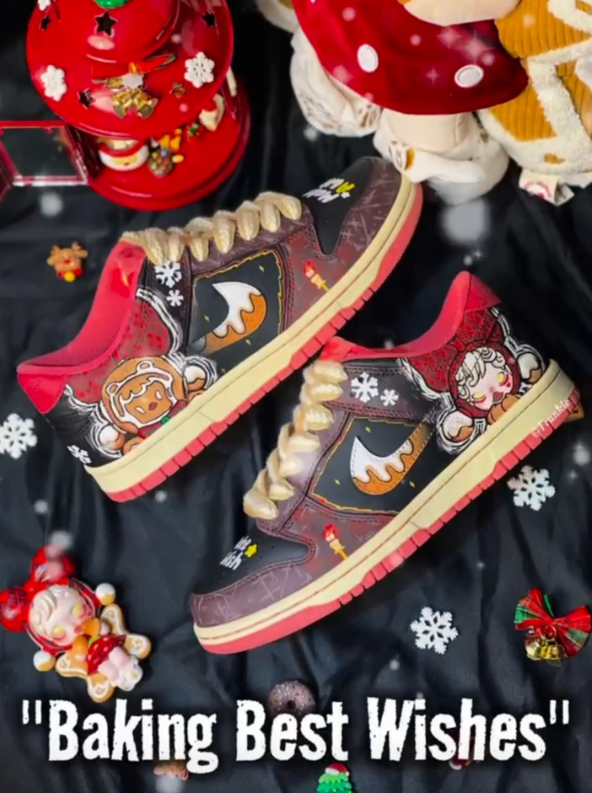 [Customized Baking Best Wishes] Air Force 1 Shoes Unisex Red/Brown